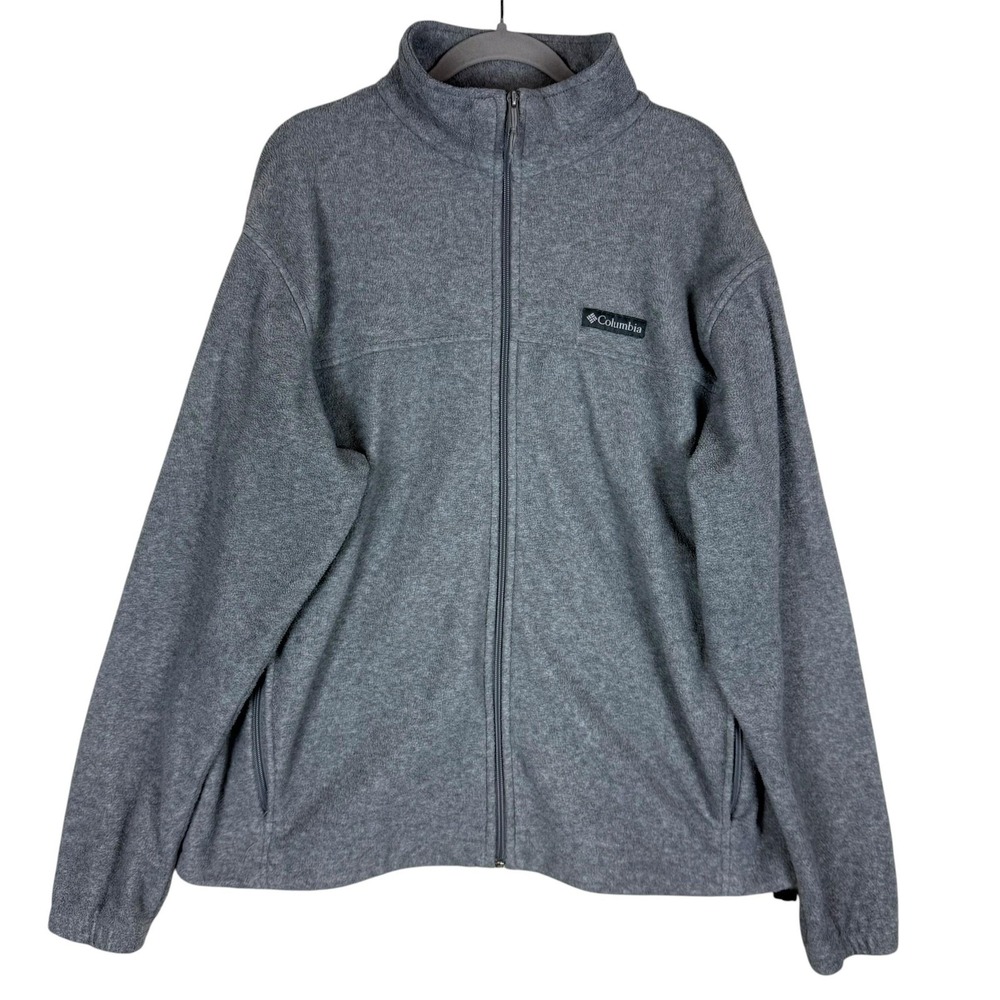 Columbia Jacket Mens XL Gray Fleece Full Zip Pockets Outdoor Hiking‎ Casual